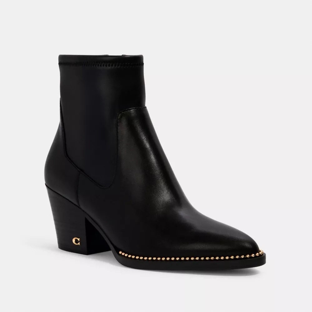 Coach Pell black leather ankle bootie 8.5